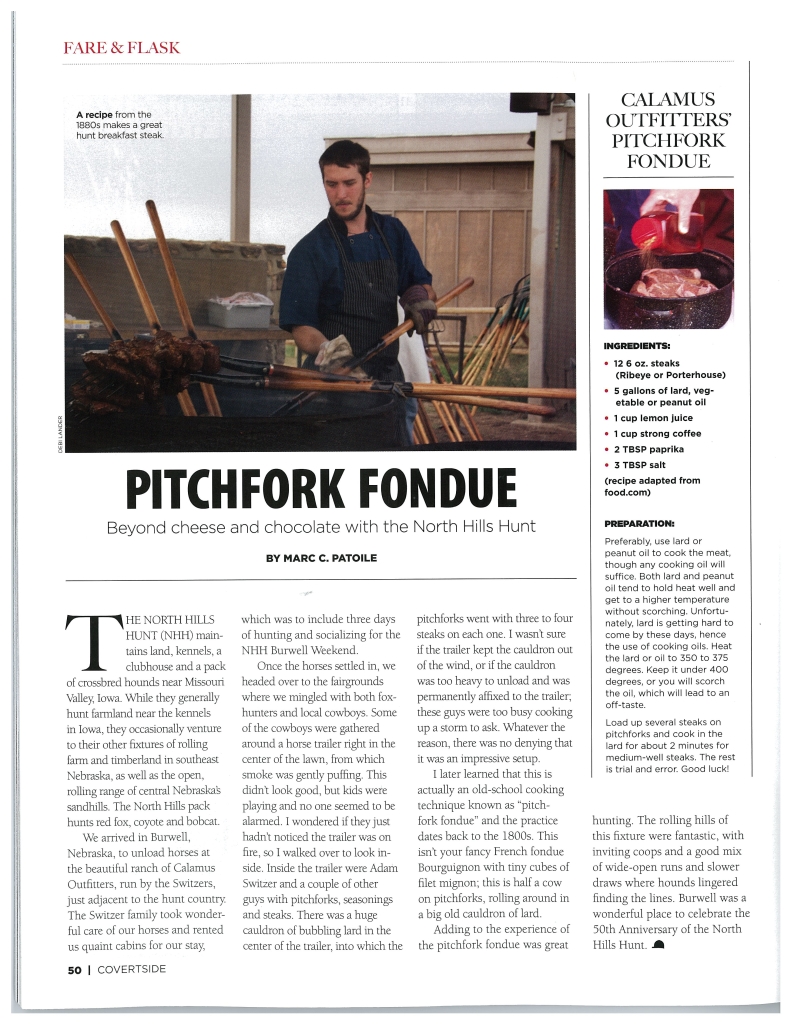 Pitchfork Fondue Article with the North Hills Hunt as Featured in Covertside